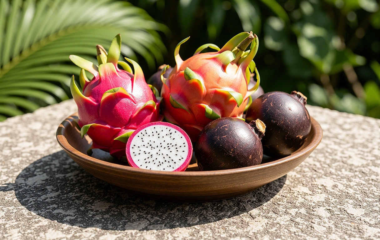 Fresh tropical fruits representing seasonal nutrition in Indonesia